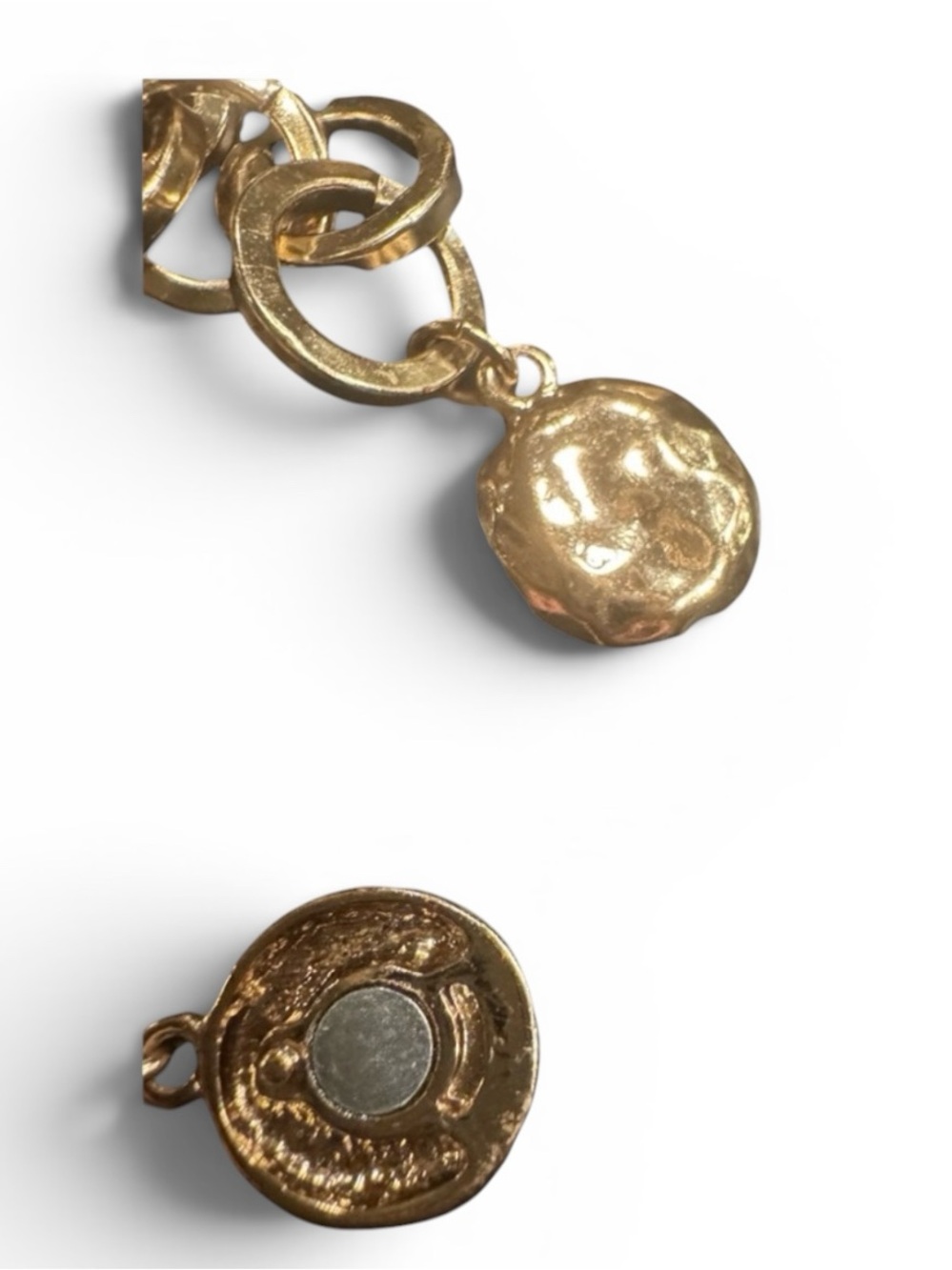 Chico's Chunky Gold Link Bracelet with Clear Resin Loop & Faceted Pendant - Picture 4 of 5